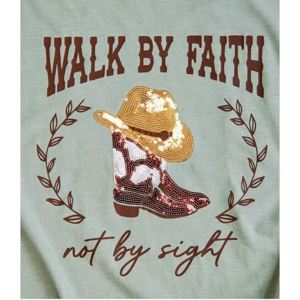 Walk By Faith Sequin Tee Brand (Love in Faith)
